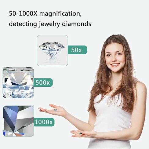 مجهر رقمي Diamond Girdle Viewer 50-1500X مع شاشة 4.3 بوصة وإضاءة LED - تكبير دقيق لرمز الخصر الماسي لتحديد الأحجار الكريمة in Kuwait