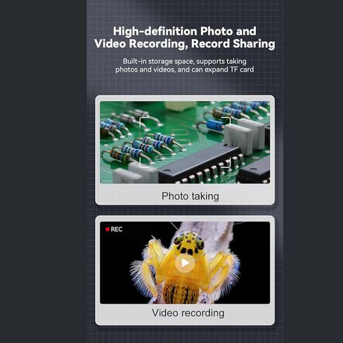 مجهر رقمي Jectse HD 1080P مع شاشة 2.0 بوصة، تكبير 500X، 8 مصابيح LED، تركيز تلقائي AF، 8 مصابيح LED للحام، البحث العلمي، مجهر فيديو للصور in Kuwait