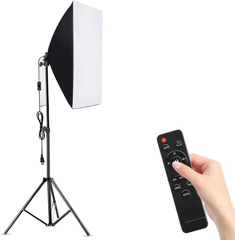 مجموعة إضاءة التصوير الفوتوغرافي Yoidesu Softbox، 23.6 بوصة × 23.6 بوصة، معدات الاستوديو الاحترافية ذات الصندوق الناعم، لمبة درجة حرارة 2800-5700 كلفن 85 وات مع جهاز تحكم عن بعد وحامل إضاءة (قابس أمريكي) in Kuwait