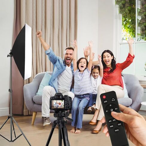 مجموعة إضاءة التصوير الفوتوغرافي Yoidesu Softbox، 23.6 بوصة × 23.6 بوصة، معدات الاستوديو الاحترافية ذات الصندوق الناعم، لمبة درجة حرارة 2800-5700 كلفن 85 وات مع جهاز تحكم عن بعد وحامل إضاءة (قابس أمريكي) in Kuwait