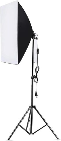 مجموعة إضاءة التصوير الفوتوغرافي Yoidesu Softbox، 23.6 بوصة × 23.6 بوصة، معدات الاستوديو الاحترافية ذات الصندوق الناعم، لمبة درجة حرارة 2800-5700 كلفن 85 وات مع جهاز تحكم عن بعد وحامل إضاءة (قابس أمريكي) in Kuwait