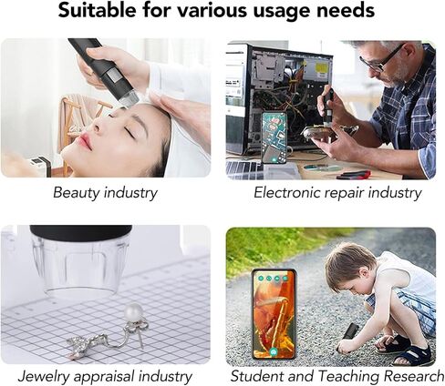 مجهر رقمي USB واي فاي، مجهر رقمي لاسلكي 50 إلى 1000x، عدسة عالية الدقة قابلة للتعديل بارتفاع 360 درجة مع 8 مصابيح LED للوحات الدوائر العتيقة in Kuwait