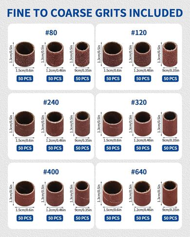 مجموعة أسطوانة الصنفرة، 935 قطعة من مجموعة أسطوانات الصنفرة مع 900 جلبة من أكسيد الألومنيوم (80-600 حبيبة)، 24 مغزلًا و10 قطع من أدوات الحفر ذاتية الشد (0.5-3.2 مم)، لأدوات الصنفرة والدوارة من Dremel in Kuwait