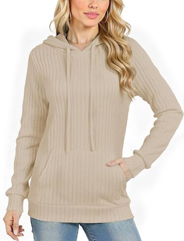 AURUZA Womens Long Sleeve Tops Fashion Hoodies Color Block Knit Pullover Oversized Sweatshirts Ribbed Casual Loose Fit Shirts in Saudi Arabia