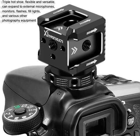 Triple Hot Shoe Mount Base Adapter for Mirrorless and DSLR Camera, Metal Photography Expansion Accessory, for External Microphone Fill Light Speedlite Flash Holder Bracket Support Tripod Light Stand in Kuwait