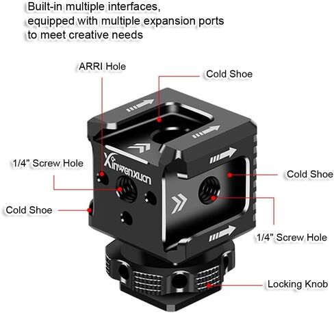 Triple Hot Shoe Mount Base Adapter for Mirrorless and DSLR Camera, Metal Photography Expansion Accessory, for External Microphone Fill Light Speedlite Flash Holder Bracket Support Tripod Light Stand in Kuwait