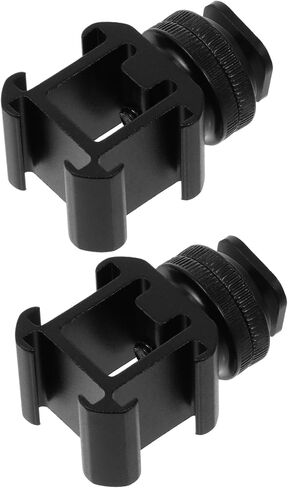 Veemoon Professional Camera Hot Shoe Mount Adapter with Triple Heads, Aluminum Alloy Flash Shoe Base, 2pcs Multi-Functional Rotatable Bracket for DSLR Photography and Video Lighting in Saudi Arabia