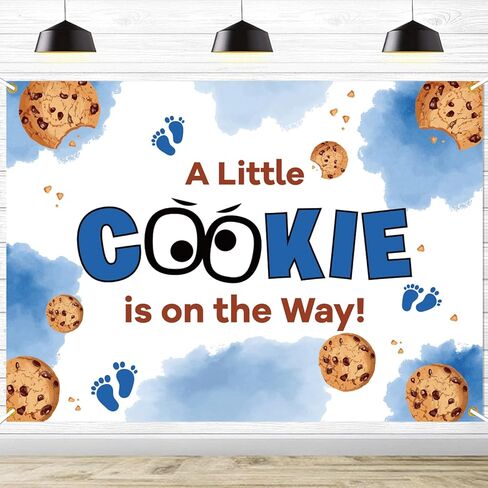 خلفية خلفية A Little Cookie is on The Way - ديكورات حمام الطفل البسكويت، خلفية حمام الطفل البسكويت، كشك صور لحفلة الترحيب بالطفل، 7 * 5 قدم in Saudi Arabia