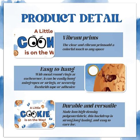 خلفية خلفية A Little Cookie is on The Way - ديكورات حمام الطفل البسكويت، خلفية حمام الطفل البسكويت، كشك صور لحفلة الترحيب بالطفل، 7 * 5 قدم in Saudi Arabia