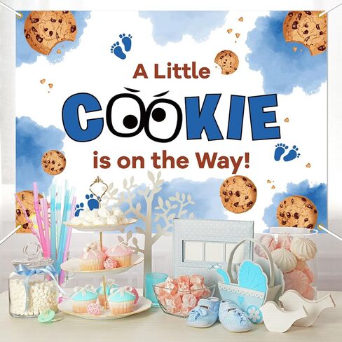 خلفية خلفية A Little Cookie is on The Way - ديكورات حمام الطفل البسكويت، خلفية حمام الطفل البسكويت، كشك صور لحفلة الترحيب بالطفل، 7 * 5 قدم in Saudi Arabia