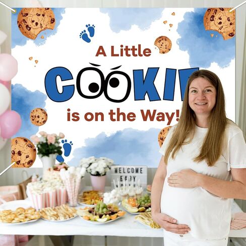 خلفية خلفية A Little Cookie is on The Way - ديكورات حمام الطفل البسكويت، خلفية حمام الطفل البسكويت، كشك صور لحفلة الترحيب بالطفل، 7 * 5 قدم in Saudi Arabia