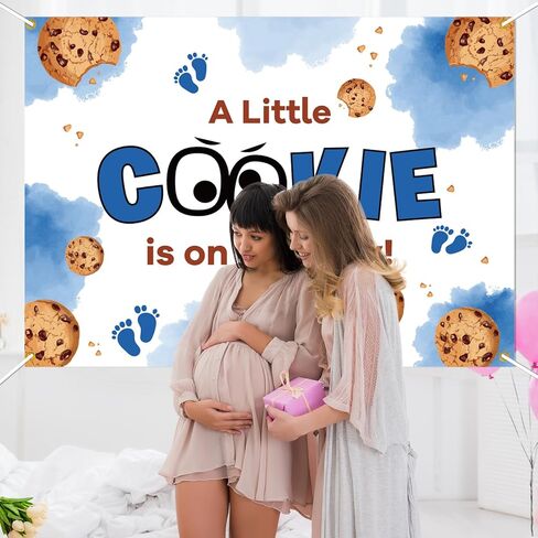 خلفية خلفية A Little Cookie is on The Way - ديكورات حمام الطفل البسكويت، خلفية حمام الطفل البسكويت، كشك صور لحفلة الترحيب بالطفل، 7 * 5 قدم in Saudi Arabia