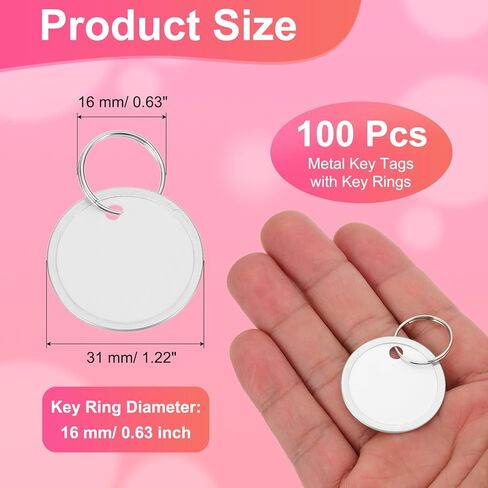PATIKIL 1.2 Inch Metal Rim Key Tags 50 Pack Blank Round Paper Tags Bulk Writable Keychain Identifiers with Split Rings for Car Door Drawer Key Luggage Pet, Silver/Yellow in Saudi Arabia
