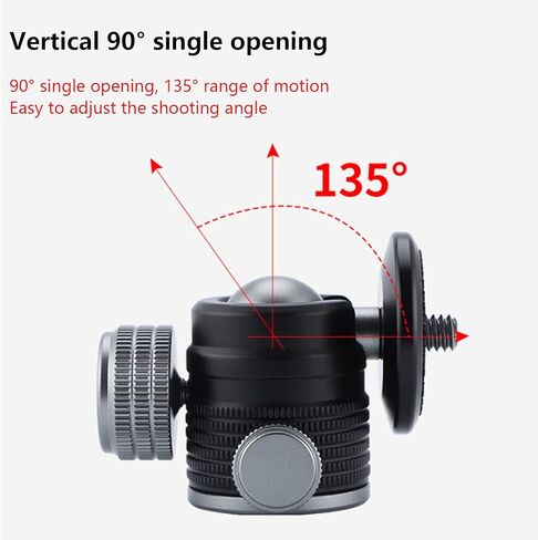 Tripod Ball Head Mount Geared Mini Hot Shoe Adapter 1/4 Inch Aluminum Alloy - 360° Swivel, Dual - Knob Control for DSLR Camera, Mobile Phone Supports in Saudi Arabia