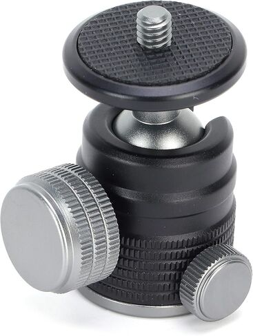 Tripod Ball Head Mount Geared Mini Hot Shoe Adapter 1/4 Inch Aluminum Alloy - 360° Swivel, Dual - Knob Control for DSLR Camera, Mobile Phone Supports in Saudi Arabia