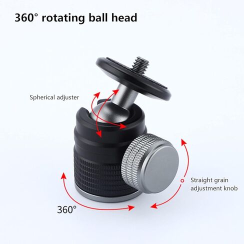 Tripod Ball Head Mount Geared Mini Hot Shoe Adapter 1/4 Inch Aluminum Alloy - 360° Swivel, Dual - Knob Control for DSLR Camera, Mobile Phone Supports in Saudi Arabia