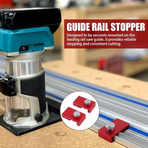 2 حزمة من توقفات الحد من السكك الحديدية التوجيهية المصنوعة من الألومنيوم، سدادة السكك الحديدية المنشارية المتوافقة مع قضبان Festool، Makita، Milwaukee، Kreg، إلخ. in Kuwait