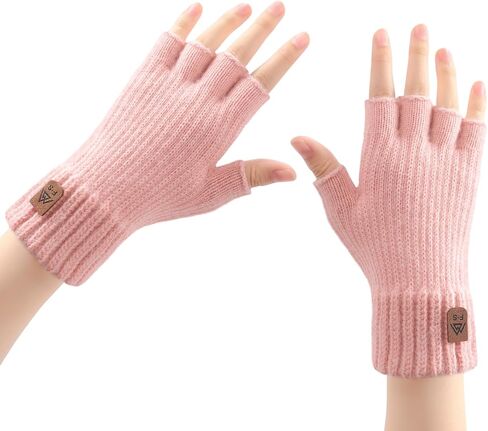 fauson Fingerless Gloves for Women - 4 Piars Winter Gloves Men Warm Knit Cold Weather, Half Finger Glove for Winter Gifts in Kuwait