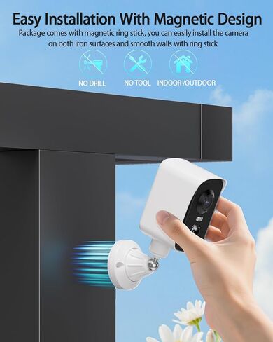 fanxiang 2K Magnetic Security Camera Outdoor Wireless Rechargeable Battery Camera WiFi, 300° Pan Rotating, AI Motion Detection, PIR, Spotlight, Siren, Two-Way Talk, IP65, SD/Cloud Storage in Saudi Arabia