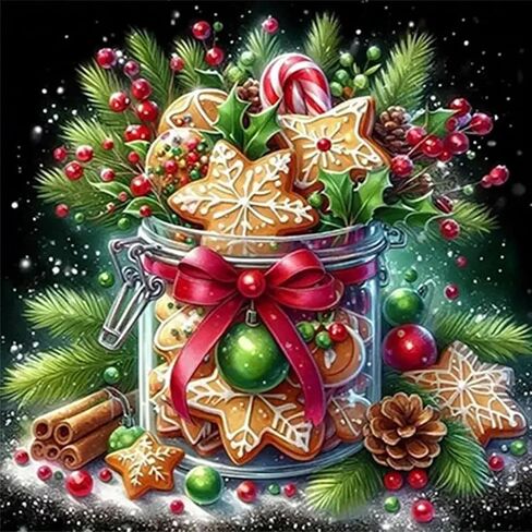 Christmas Gingerbread Cup Diamond Painting Kits for Adults,5D Winter Diamond Art Kits for Adults Beginners,DIY Full Round Drill Diamond Dot Painting Gem Art Kits for Adult,Home Wall Decor 13.8x13.8 In in Kuwait