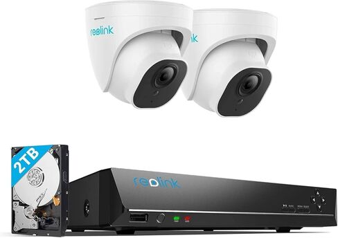 REOLINK 4K Outdoor Security Camera System, RLC-820A (Pack of 2) Bundle with one PoE 4K 8 Channel PoE NVR Pre-Installed 2TB Hard Drive, Smart Human/Vehicle Detection, Remote Playback, 24/7 Recording in Saudi Arabia