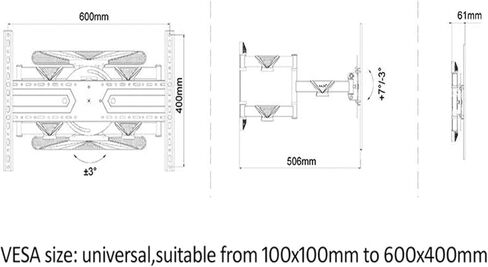 DL-U8 40 "-80" 65 "70" فائق النحافة 61 مم 6 ذراع تلسكوبي 50 كجم حركة كاملة على الحائط ذراع تثبيت محور دوار in Saudi Arabia