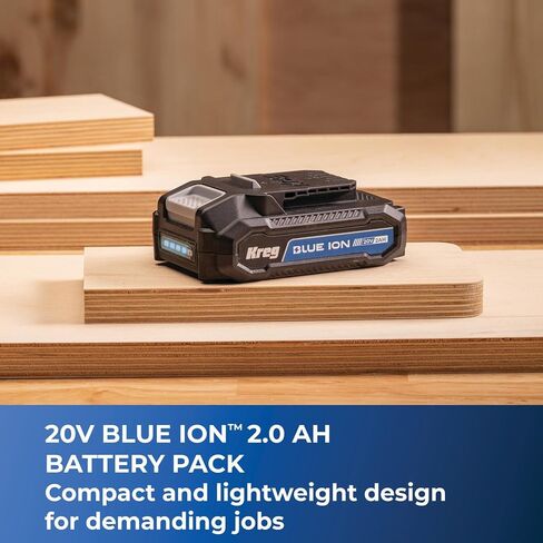 حزمة بطارية Kreg 20V Blue Ion 2Ah - بطارية أداة لاسلكية قابلة لإعادة الشحن - حزمة طاقة متينة لمشاريع الأعمال اليدوية والأعمال الخشبية - الشحن الذكي وحماية الشحن الزائد - خفيفة الوزن وصغيرة الحجم - BATT2A in Kuwait