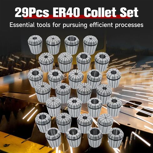 Findmall 29 قطعة ER40 دقة أسطوانة معدنية مجموعة 1/8-1 بوصة لأداة مخرطة الطحن باستخدام الحاسب الآلي وآلة الحفر للعمل in Saudi Arabia