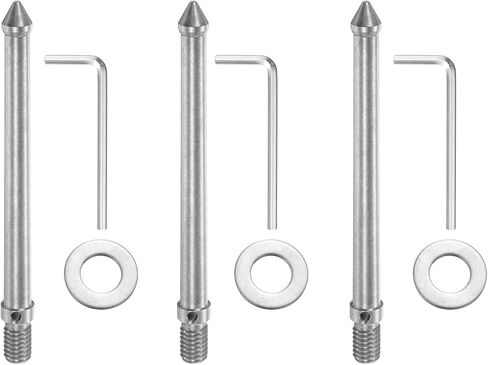 PATIKIL 3/8 Inch Thread Tripod Spike, 3 Pcs Stainless Steel Camera Tripod Ground Spike Screw with Wrench & Spacer (120mm/4.72") for Monopod Leg Replacement Parts, Silver in Saudi Arabia