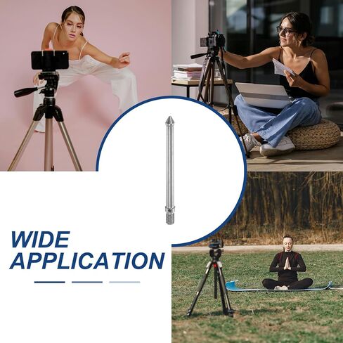 PATIKIL 3/8 Inch Thread Tripod Spike, 3 Pcs Stainless Steel Camera Tripod Ground Spike Screw with Wrench & Spacer (120mm/4.72") for Monopod Leg Replacement Parts, Silver in Saudi Arabia