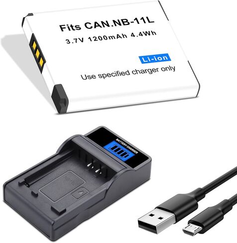 1 حزمة بطارية NB-11L NB-11LH مع شاحن USB نحيف متوافق مع Canon PowerShot Elph 360 Elph 350 Elph 340 Elph 190 Elph 180 Elph 160 Elph 150 Elph 140 Elph 135 Elph 130 Elph 110، SX420 عبارة عن كاميرا in Kuwait