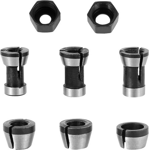 8Pcs Router Collet Chuck High Precision Trimmer Collet Adapter 6mm 6.35mm 8mm Carbon Steel Router Bit Collet Chuck Clamping Adapter with 2 Nuts for Woodworking Engraving Machine in Saudi Arabia