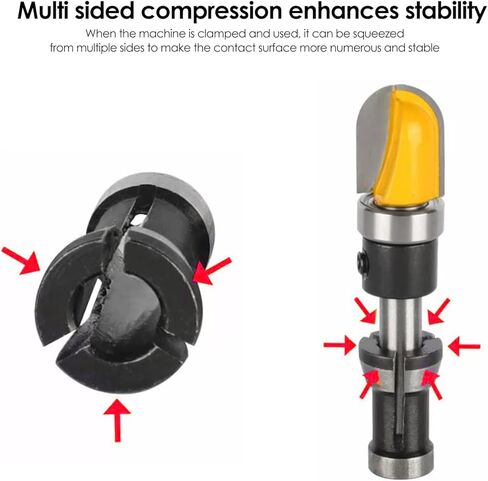 8Pcs Router Collet Chuck High Precision Trimmer Collet Adapter 6mm 6.35mm 8mm Carbon Steel Router Bit Collet Chuck Clamping Adapter with 2 Nuts for Woodworking Engraving Machine in Saudi Arabia