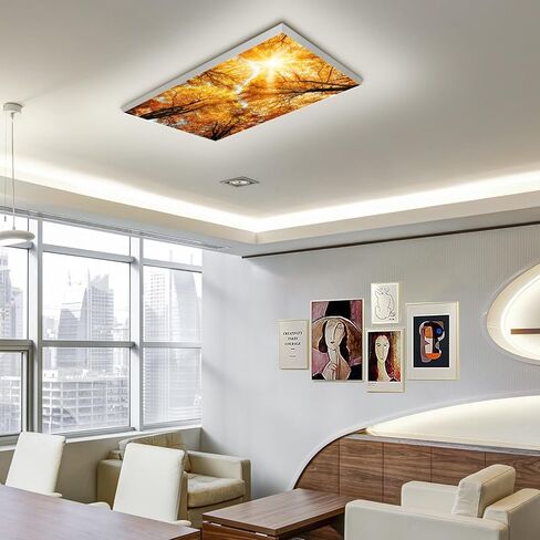 6 قطع من لوحة غطاء ضوء السقف المزخرفة، تصميم مظلة شجرة الخريف، 48 × 24 بوصة، مرشح ضوء فلورسنت للمكتب والفصول الدراسية والمطبخ والمستشفى (Qiu Lin) in Kuwait