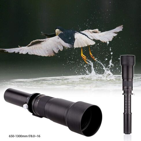 Super 650-1300mm f/8 Manual Telephoto Zoom Lens for Canon EOS EF-S DSLR Cameras with T-Mount + Photo Essential Accessory Kit in Saudi Arabia
