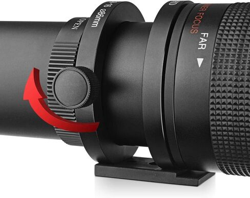 Super 650-1300mm f/8 Manual Telephoto Zoom Lens for Canon EOS EF-S DSLR Cameras with T-Mount + Photo Essential Accessory Kit in Saudi Arabia