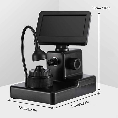 عارض النقش الماسي، مجهر رقمي LCD مقاس 4.3 بوصة للمجوهرات واختبار الماس، محدد ماسي تكبير 50-1000X مع ضوء ملء LED قابل للتعديل ونطاق تركيز 10-40 مم in Kuwait