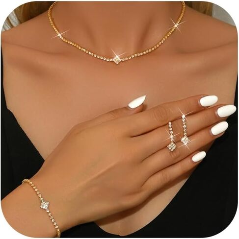 مجوهرات زفاف الزفاف الحجرية للنساء ، سوار قلادة القلادة اللامع ، سوار قلادة القلادة. in Kuwait