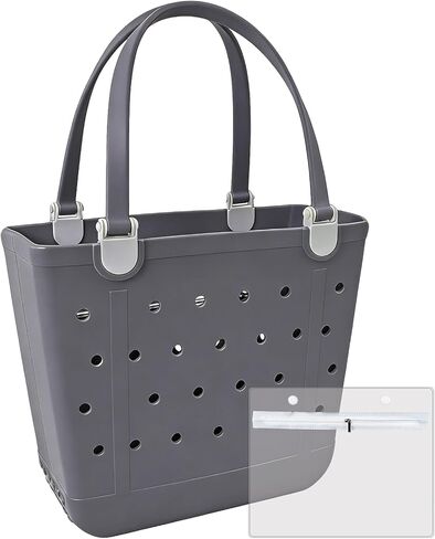 Medium Beach Bag, Waterproof Rubber Beach Bag, Washable Open Tote Bag Durable Tote Travel Bags for Outdoor Sport in Saudi Arabia