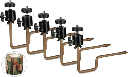 6 قطع من حامل كاميرات المسار على شكل شجرة، حامل كاميرات المسار مع رأس قابل للتعديل 360 درجة، حامل كاميرا لعبة لولبي 1/4 بوصة، حامل كاميرات المسار للصيد ومراقبة الحياة البرية (أسود) in Kuwait