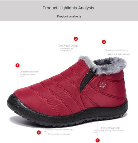 Winter Snow Boots for Women, Fur Lined Warm Ankle Booties, Outdoor Anti-slip Waterproof Comfortable Short Boot, Botas De Invierno Para Mujert in Saudi Arabia