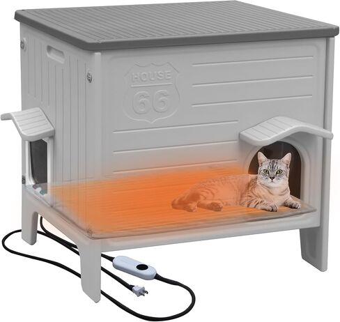 Plastic Outdoor Cat House, 100% Weatherproof Feral Cat Shelter with Safety Escape Door, Cat House with for Barn Cat, in Kuwait