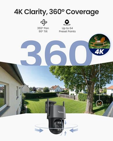 كاميرا REOLINK الخارجية PTZ مع حزمة بطاقة microSD سعة 128 جيجابايت، 4K 8MP، 2.4G/5 جيجا هرتز WiFi، رؤية ليلية ملونة، تتبع تلقائي، تكبير هجين 6X، TrackMix WiFi in Kuwait