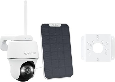 REOLINK دعامة تثبيت على الزاوية RLA-BKC1 + كاميرا أمان شمسية Argus PT Ultra 4K، لاسلكية في الهواء الطلق، إمالة عمومية، رؤية ليلية ملونة، تغطية 360 درجة، متوافقة مع Wi-Fi 6 in Saudi Arabia