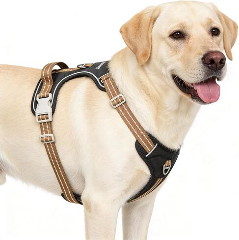 No Pull Reflective Black Dog Harness with Easy Control Handle, Soft Padded Mesh Liner, Adjustable Dog Vest Harness for Large Medium Small Dogs in Saudi Arabia