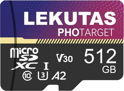 بطاقة Micro SD سعة 512 جيجابايت، بطاقة ذاكرة فلاش microSDXC UHS-I بطاقة TF، سرعة عالية 100 ميجابايت/ثانية، C10، U3، A2، V30، لتسجيل فيديو عالي الدقة بدقة 4K UHD in Kuwait