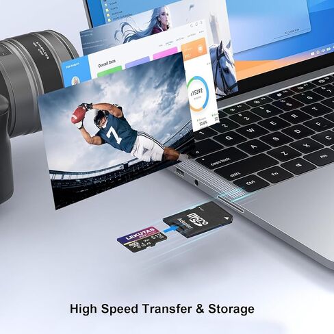 بطاقة Micro SD سعة 512 جيجابايت، بطاقة ذاكرة فلاش microSDXC UHS-I بطاقة TF، سرعة عالية 100 ميجابايت/ثانية، C10، U3، A2، V30، لتسجيل فيديو عالي الدقة بدقة 4K UHD in Kuwait
