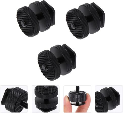 Veemoon 3Pcs Double-Layer 1/4" Hot Shoe Mount Adapter with Tripod Screw for DSLR Camera LED Flash and Monitor Lighting Accessories in Saudi Arabia