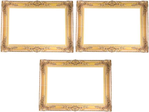 Ornament Picture Frame 3Pcs Wedding Selfie Photo Booth Picture Frame for Bridal Shower Birthday Party Supplies Golden in Saudi Arabia