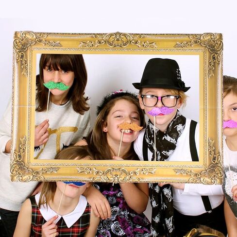 Ornament Picture Frame 3Pcs Wedding Selfie Photo Booth Picture Frame for Bridal Shower Birthday Party Supplies Golden in Saudi Arabia